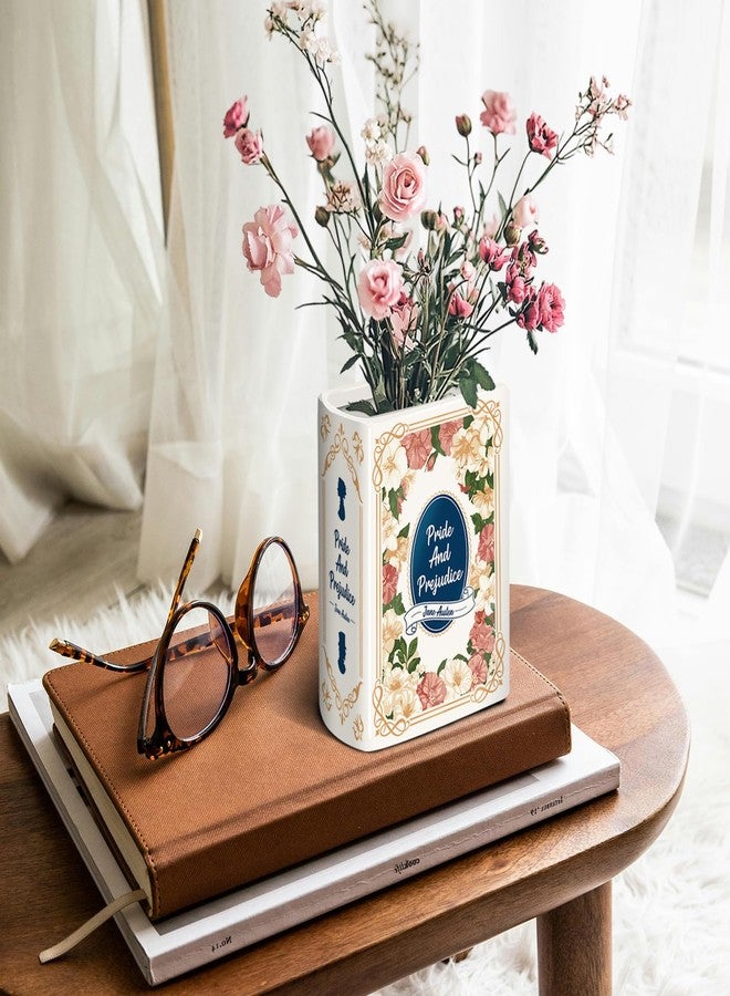 TWINKLEMON Book Vase for Flowers Large Ceramic Book Planter Pot Book-Shaped Decorative Vase Unique Vases Cute Bookshelf Decor Ceramic Vases for Home Decor Pride and Prejudice Gifts - Image 4
